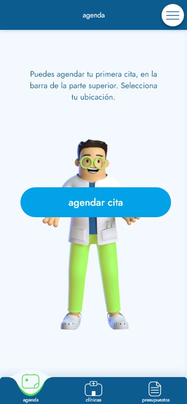 Pantalla para iniciar el agendamiento de una cita