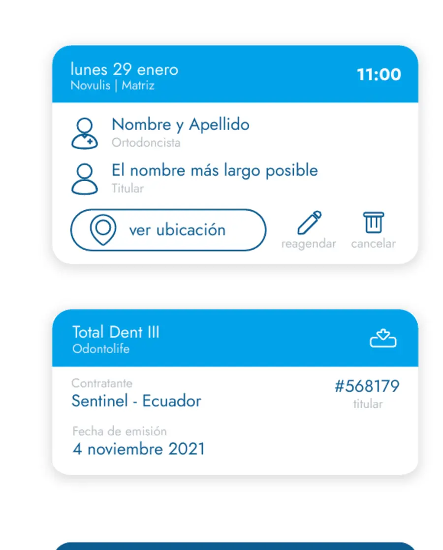 Componentes aprobados para citas y cobertura